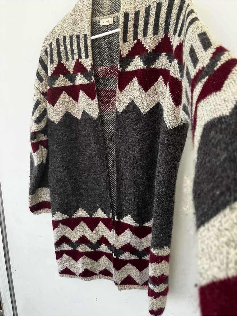 Western southwestern Aztec pattern boho Geometric Open-Front Cardigan Sweater